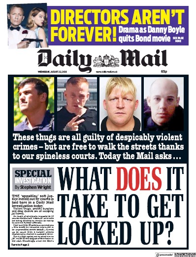 Daily Mail Newspaper Front Page (UK) for 22 August 2018