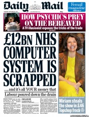 Daily Mail Newspaper Front Page (UK) for 22 September 2011