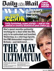 Daily Mail (UK) Newspaper Front Page for 22 September 2018