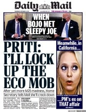Daily Mail (UK) Newspaper Front Page for 22 September 2021