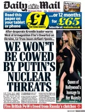 Daily Mail (UK) Newspaper Front Page for 22 September 2022