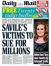 Daily Mail Newspaper Front Page (UK) for 23 October 2012