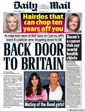 Daily Mail (UK) Newspaper Front Page for 23 October 2015