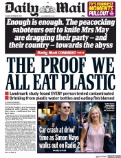 Daily Mail (UK) Newspaper Front Page for 23 October 2018