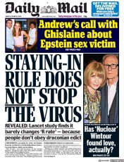 Daily Mail (UK) Newspaper Front Page for 23 October 2020