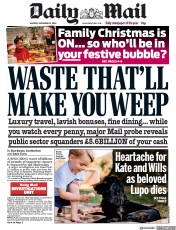 Daily Mail (UK) Newspaper Front Page for 23 November 2020