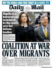 Daily Mail (UK) Newspaper Front Page for 23 December 2013