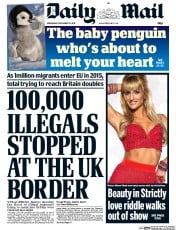 Daily Mail (UK) Newspaper Front Page for 23 December 2015