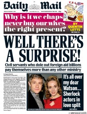 Daily Mail (UK) Newspaper Front Page for 23 December 2016