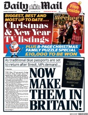 Daily Mail (UK) Newspaper Front Page for 23 December 2017