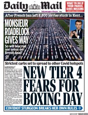 Daily Mail (UK) Newspaper Front Page for 23 December 2020