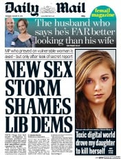Daily Mail (UK) Newspaper Front Page for 23 January 2014