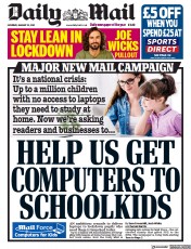 Daily Mail (UK) Newspaper Front Page for 23 January 2021