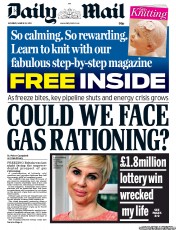 Daily Mail Newspaper Front Page (UK) for 23 March 2013