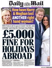 Daily Mail (UK) Newspaper Front Page for 23 March 2021