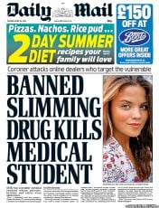 Daily Mail (UK) Newspaper Front Page for 23 April 2013