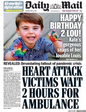 Daily Mail (UK) Newspaper Front Page for 23 April 2020