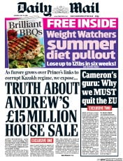 Daily Mail (UK) Newspaper Front Page for 23 May 2016