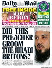 Daily Mail (UK) Newspaper Front Page for 23 June 2014