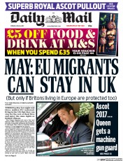 Daily Mail (UK) Newspaper Front Page for 23 June 2017