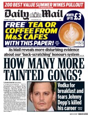 Daily Mail (UK) Newspaper Front Page for 23 June 2018