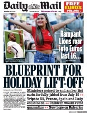 Daily Mail (UK) Newspaper Front Page for 23 June 2021