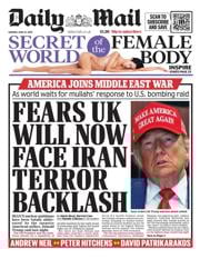 Daily Mail front page for 23 June 2025