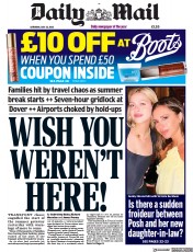 Daily Mail front page for 23 July 2022