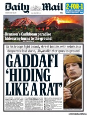 Daily Mail Newspaper Front Page (UK) for 23 August 2011