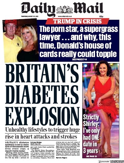 Daily Mail Newspaper Front Page (UK) for 23 August 2018