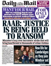 Daily Mail (UK) Newspaper Front Page for 23 August 2022