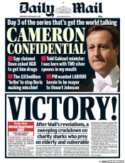 Daily Mail (UK) Newspaper Front Page for 23 September 2015