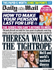 Daily Mail (UK) Newspaper Front Page for 23 September 2017