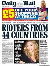 Daily Mail Newspaper Front Page (UK) for 24 October 2011