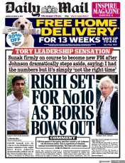 Daily Mail (UK) Newspaper Front Page for 24 October 2022