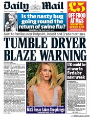 Daily Mail (UK) Newspaper Front Page for 24 November 2015