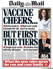 Daily Mail (UK) Newspaper Front Page for 24 November 2020