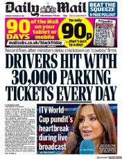 Daily Mail (UK) Newspaper Front Page for 24 November 2022