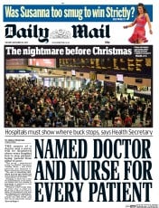 Daily Mail (UK) Newspaper Front Page for 24 December 2013