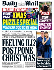 Daily Mail (UK) Newspaper Front Page for 24 December 2016