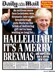 Daily Mail (UK) Newspaper Front Page for 24 December 2020