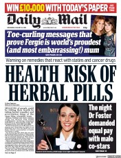Daily Mail (UK) Newspaper Front Page for 24 January 2018