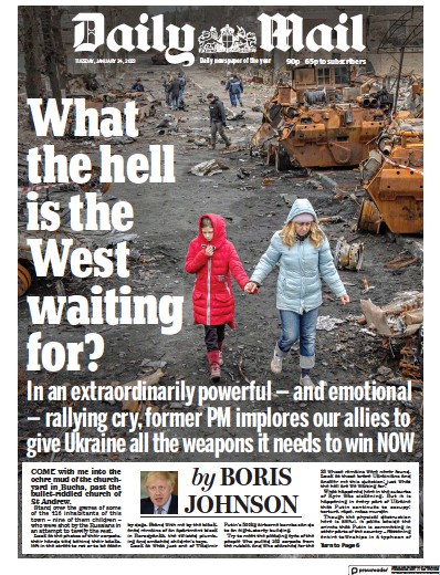 Daily Mail Newspaper Front Page (UK) for 24 January 2023