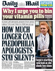 Daily Mail (UK) Newspaper Front Page for 24 February 2014