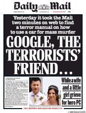 Daily Mail (UK) Newspaper Front Page for 24 March 2017