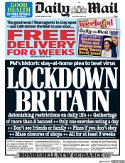 Daily Mail (UK) Newspaper Front Page for 24 March 2020