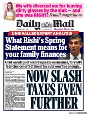 Daily Mail (UK) Newspaper Front Page for 24 March 2022