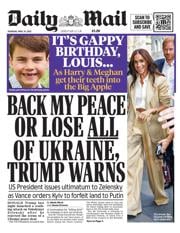 Daily Mail front page for 24 April 2025