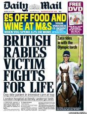 Daily Mail (UK) Newspaper Front Page for 24 May 2012