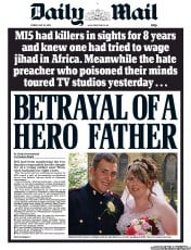 Daily Mail Newspaper Front Page (UK) for 24 May 2013